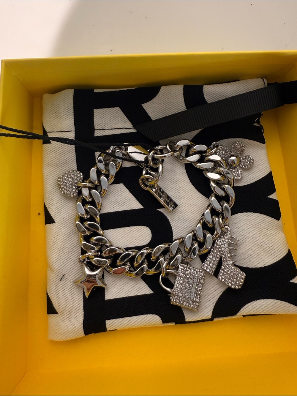 NWT Marc Jacobs THE PAVE MINI ICON CHARM BRACELET - silver crystal